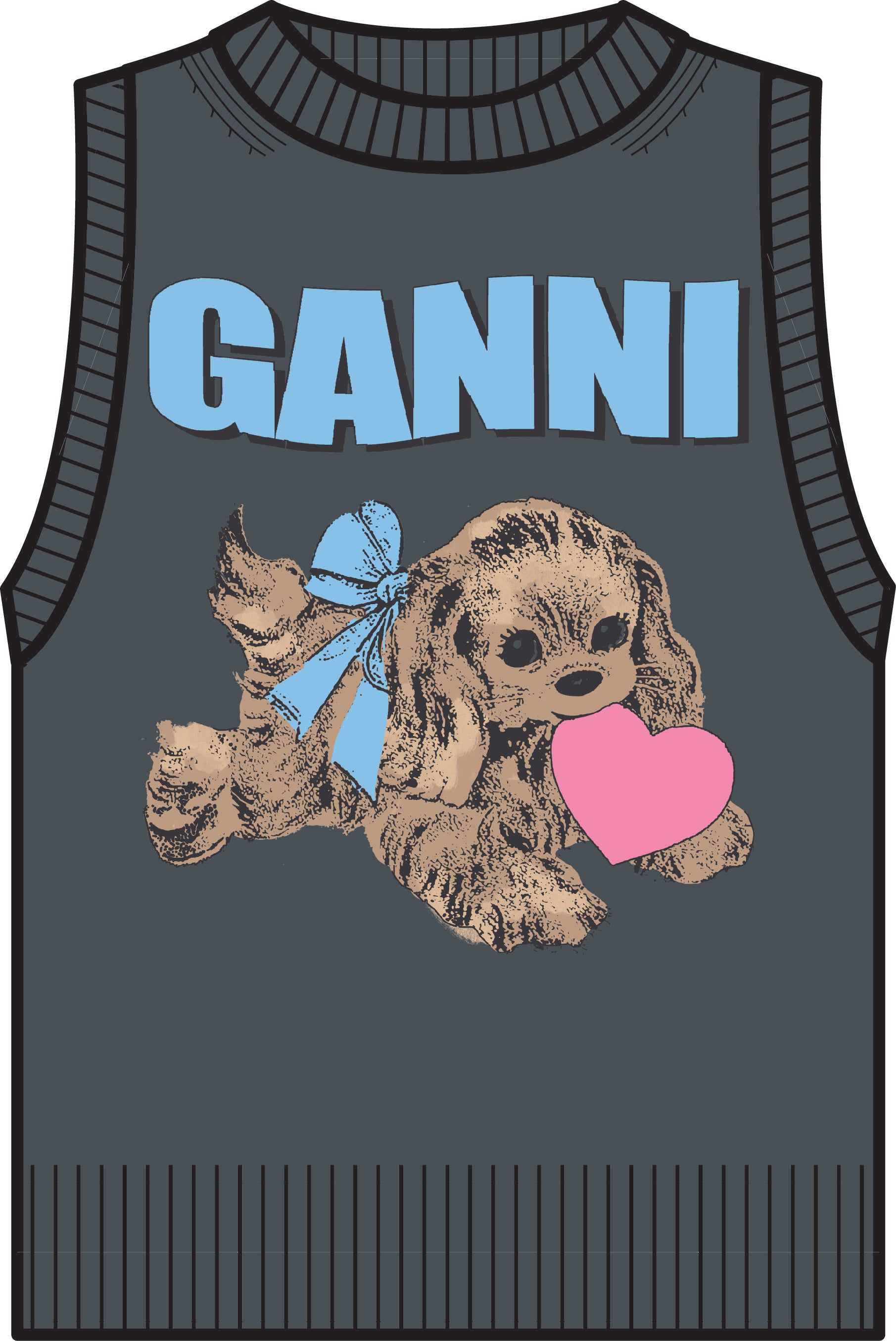 Knit grey sleeveless puppy