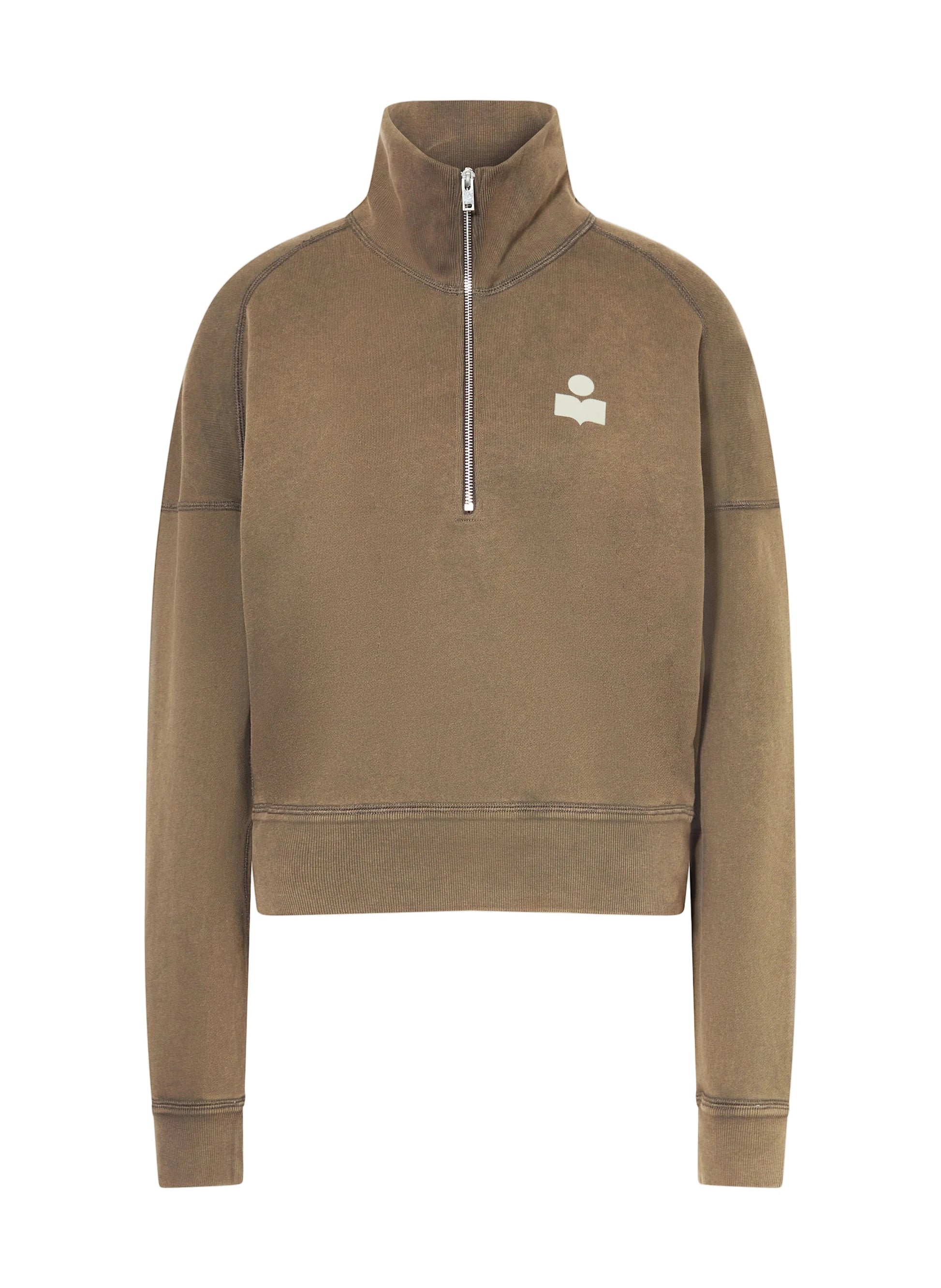 Sweater zipper Moss dark bronze/ecru