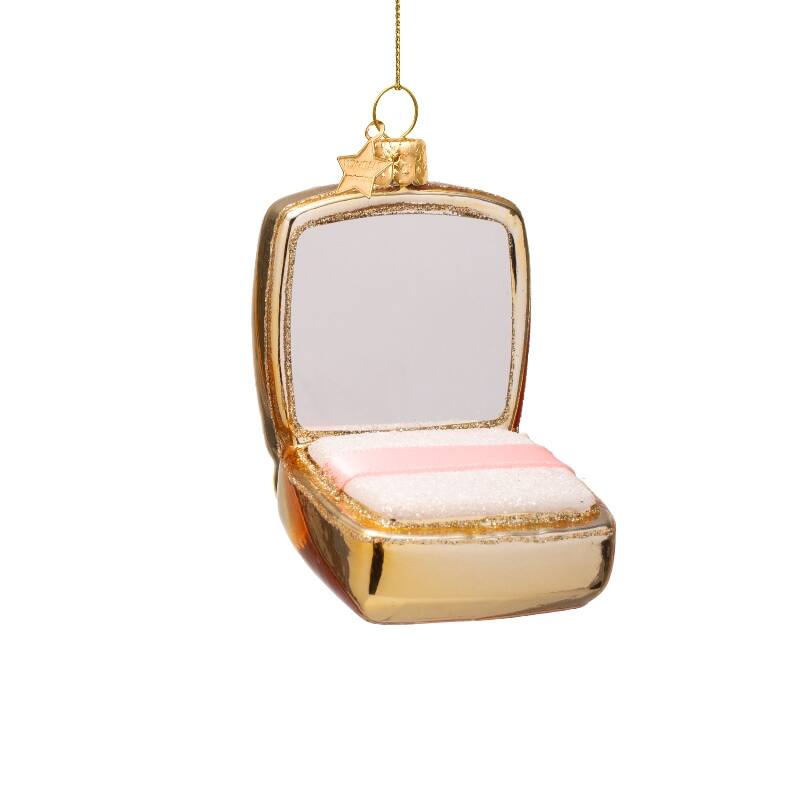 Kersthanger shiny gold powder palette H7cm