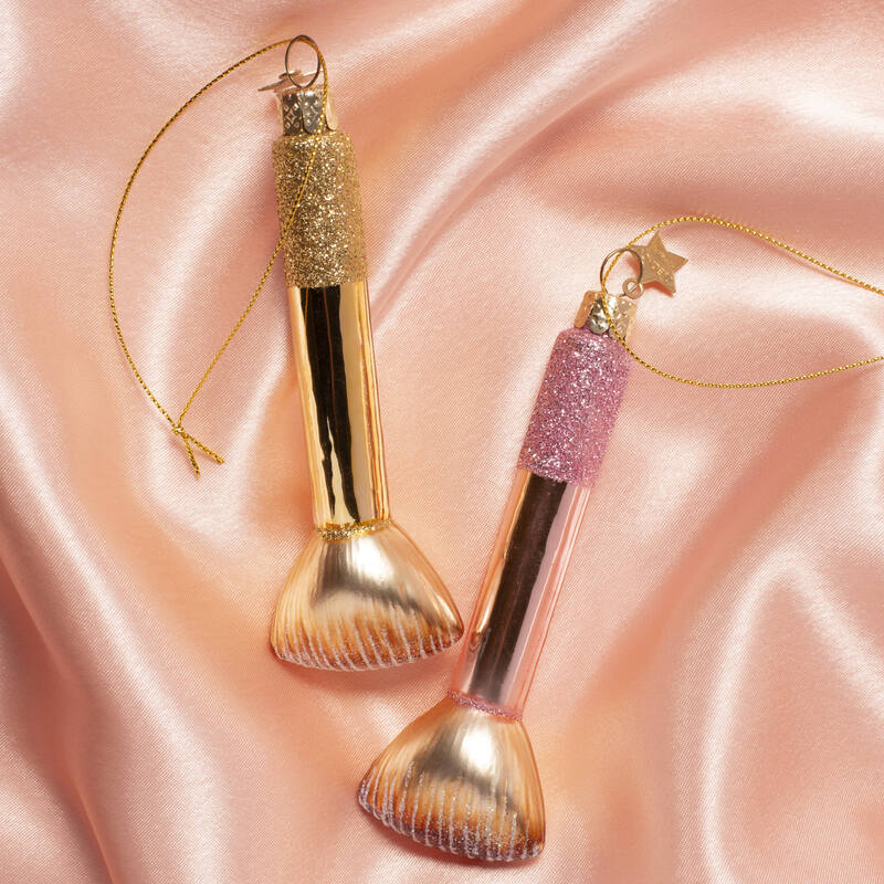 Kersthanger silver pink make up brush H11.5cm