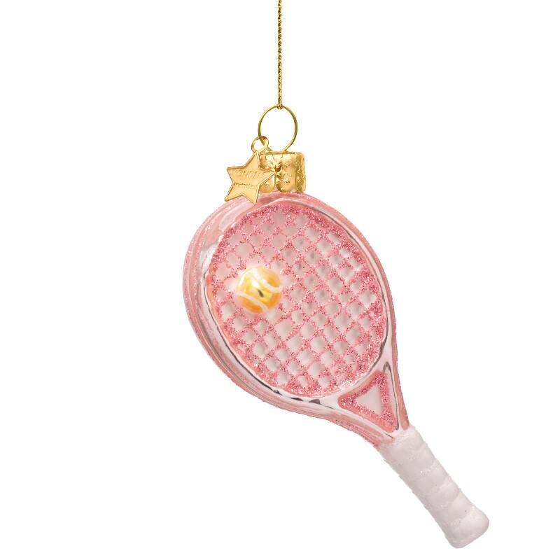 Kersthanger opal soft pink tennis racket H10cm
