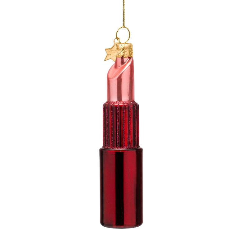 Kersthanger burgundy/pink lipstick H11cm