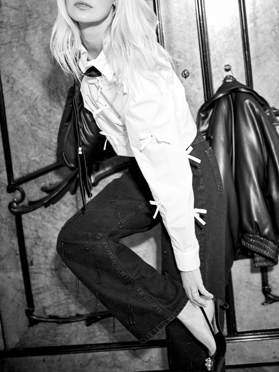 Pants Nuit pearl fringed raven