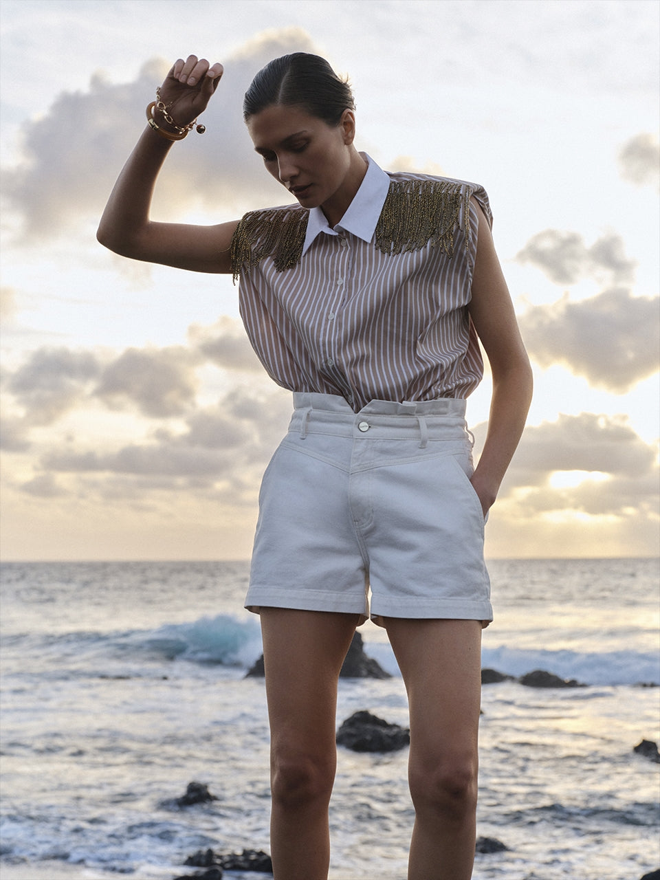 Image of Short Rosie denim white