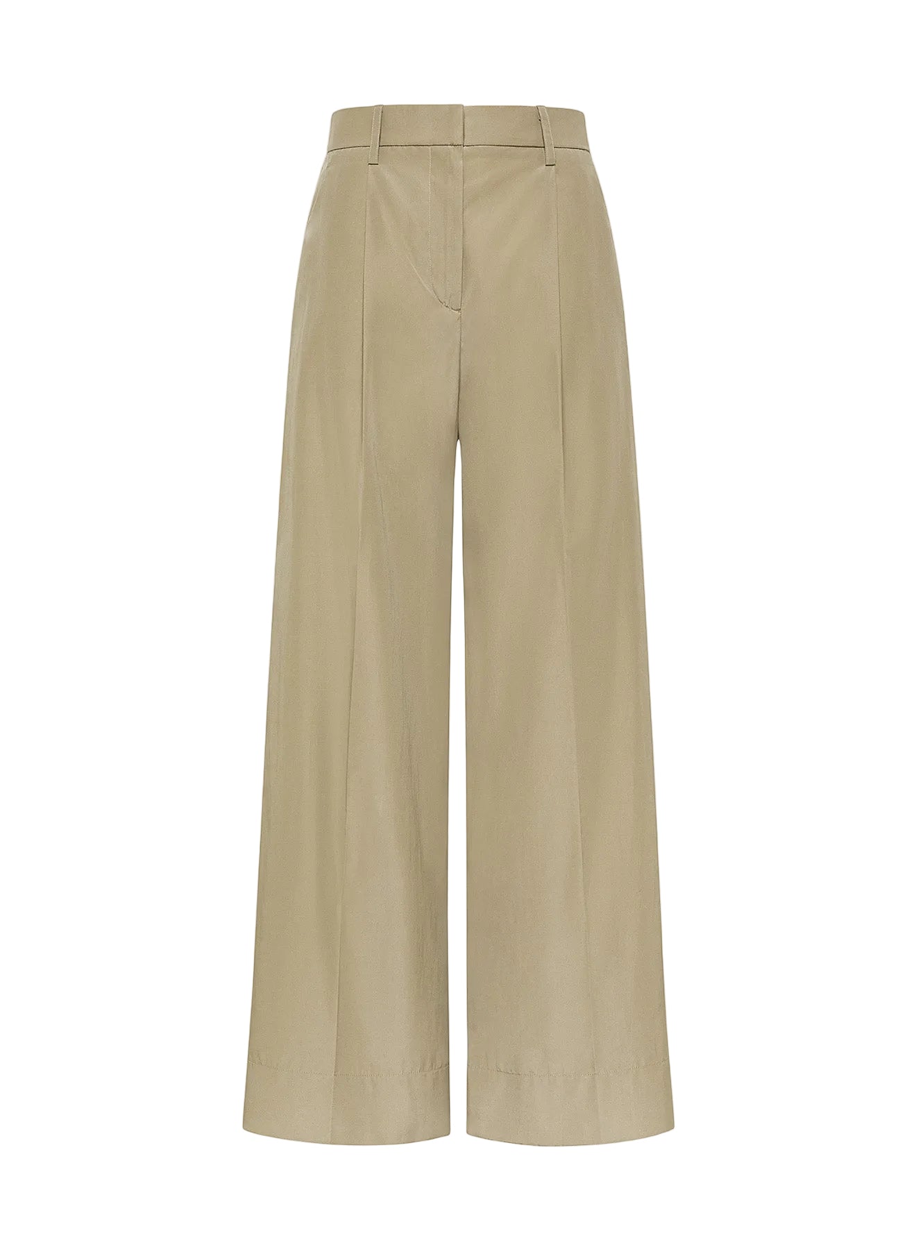 Pants chic taffettas high waist straight sand