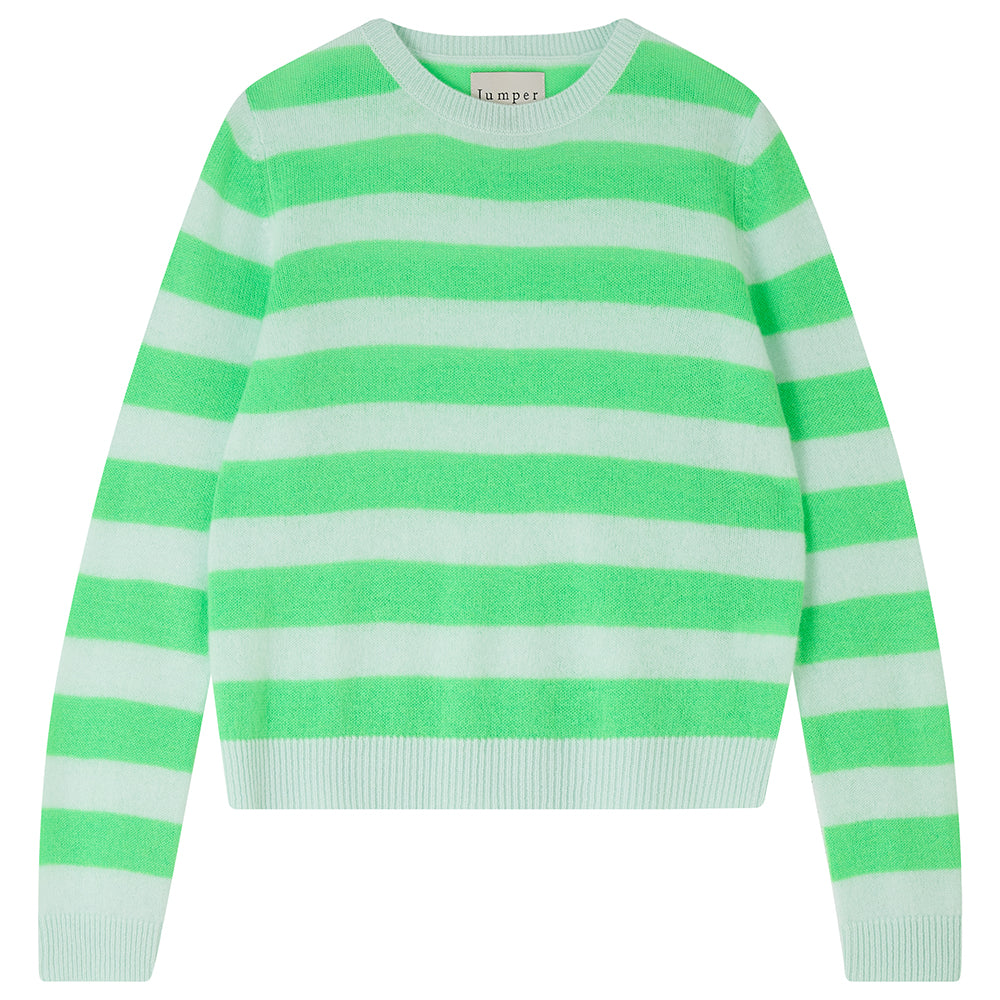 Knit cashmere stripe neongreen