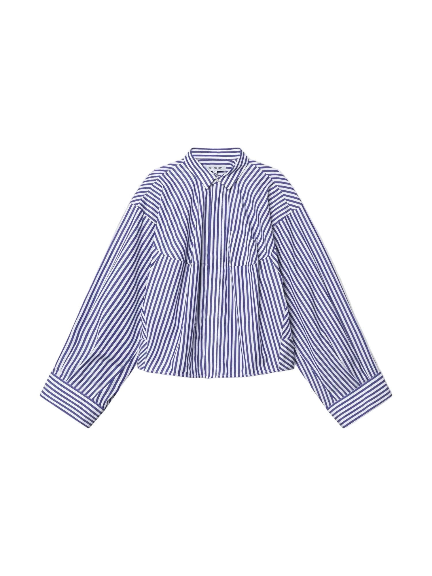 Blouse stripe blue white bomber