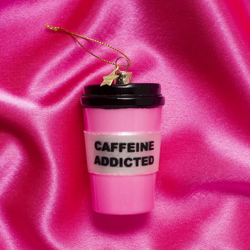 Kersthanger pink coffee mug H11cm