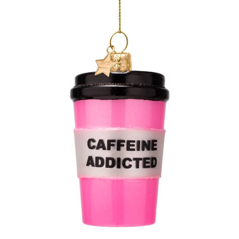 Kersthanger pink coffee mug H11cm