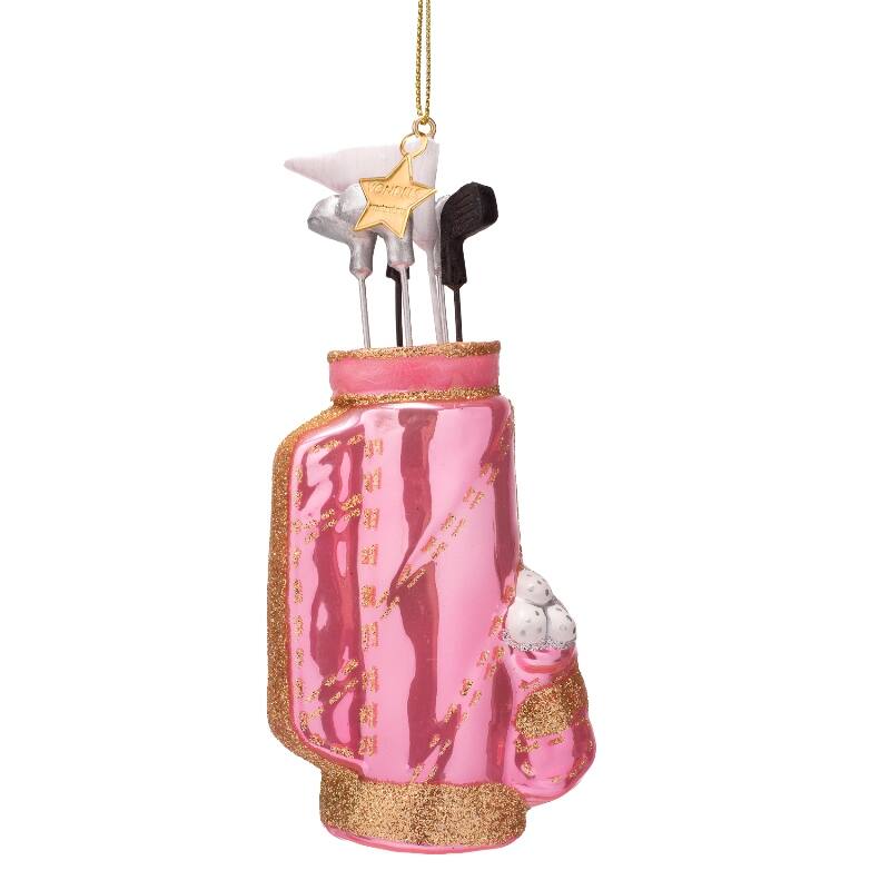 Kersthanger opal pink golf bag H14cm