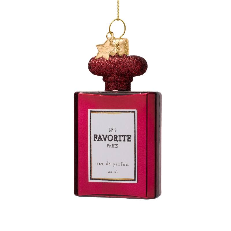 Kersthanger burgundy perfume w/glitters H10cm