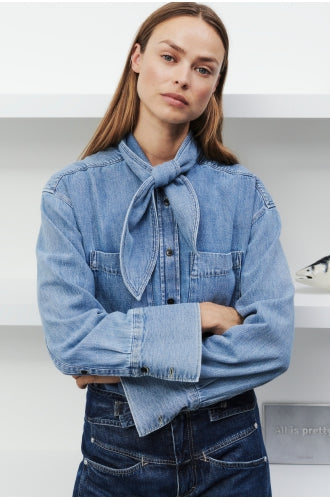 Image of Blouse denim scarf