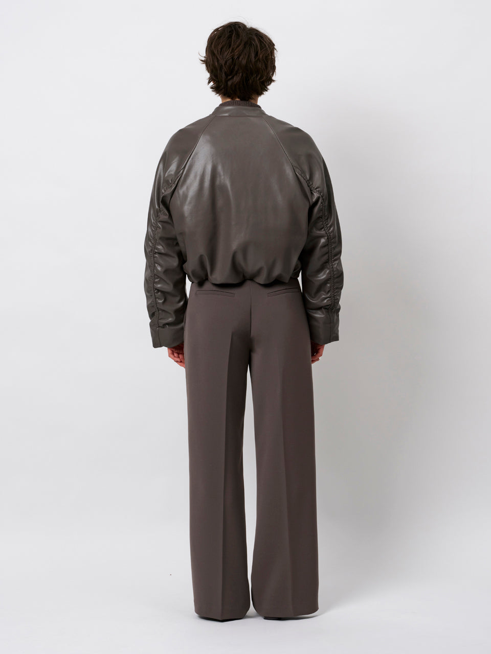 Pants Jules faux leather antique grey
