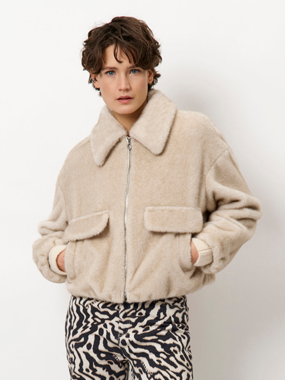 Jacket Bomber Entity faux fur cream
