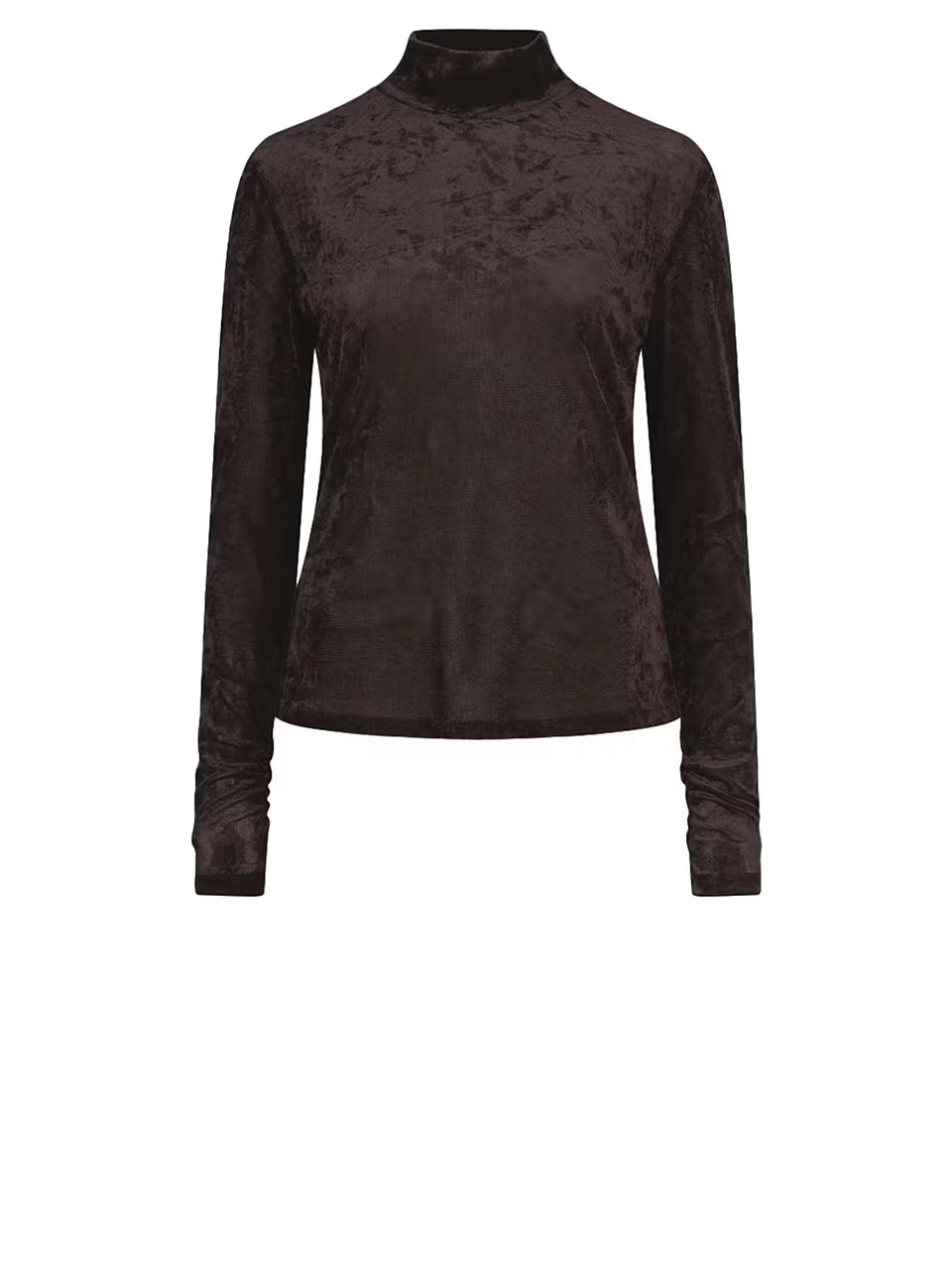 Top Olya velvet layering mesh espresso brown