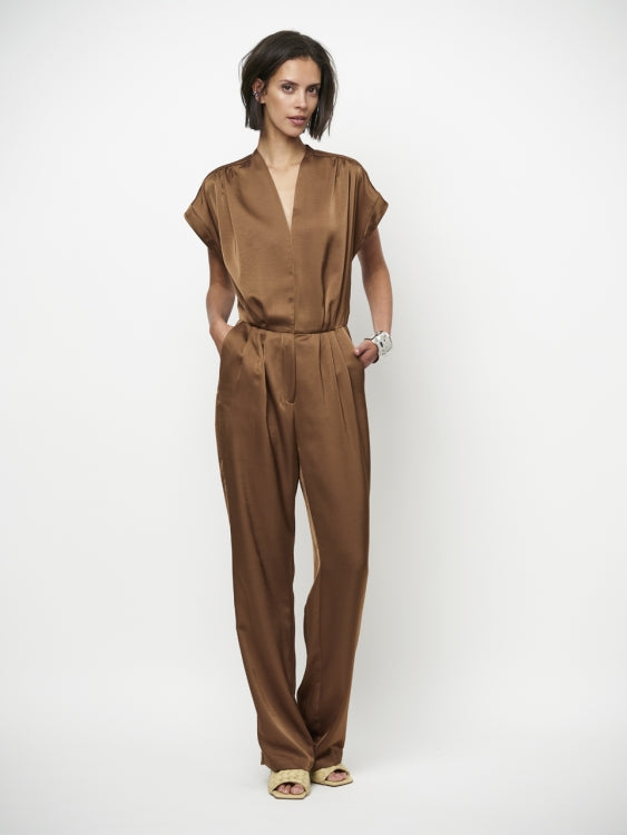 Jumpsuit Oyana satin chocolate brown