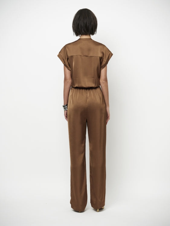 Image of Jumpsuit Oyana satin chocolate brown