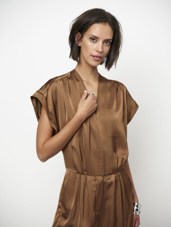 Jumpsuit Oyana satin chocolate brown
