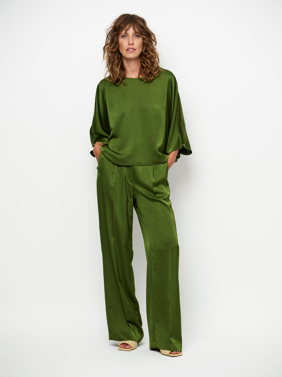 Blouse Risette satin smart green