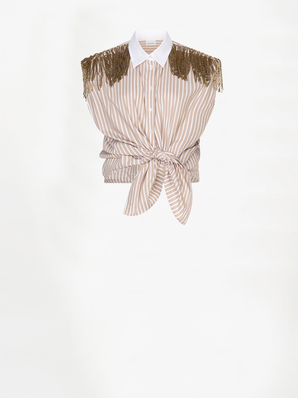 Top Rhobin fringe detail sand beige