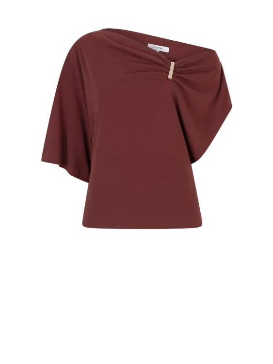 Top Gou embellished berry red