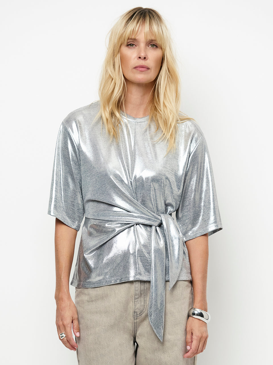 Top Uxia metallic twist silver