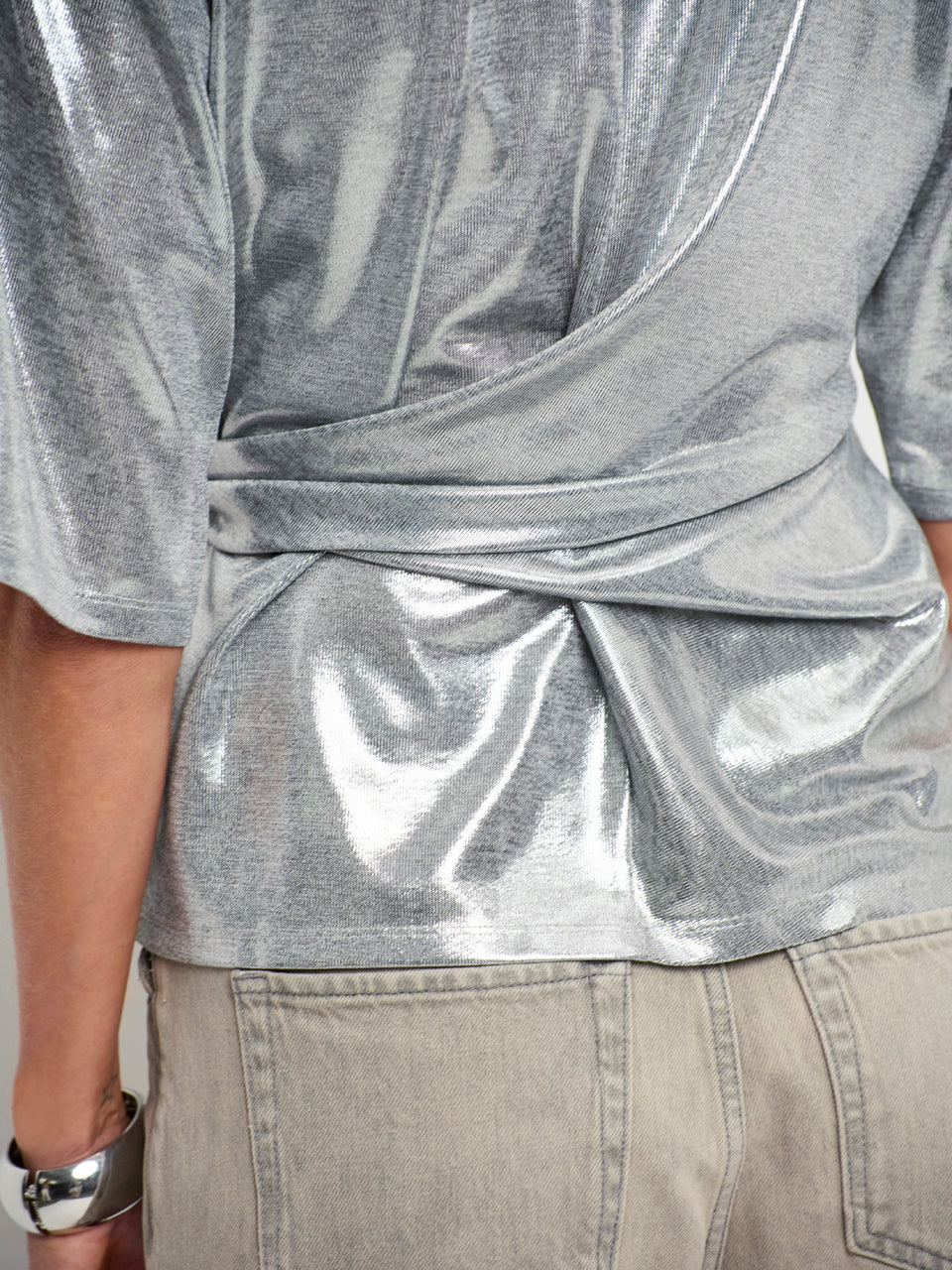 Top Uxia metallic twist silver