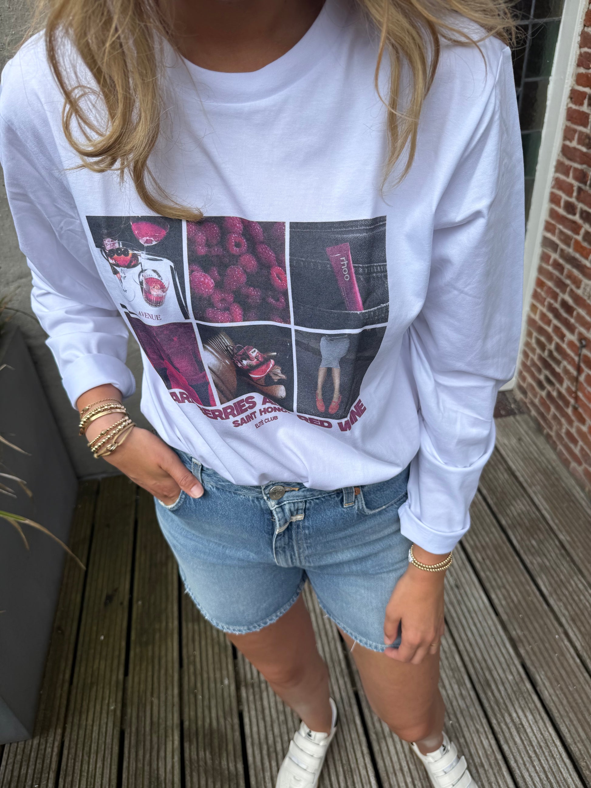 Longsleeve Berries white