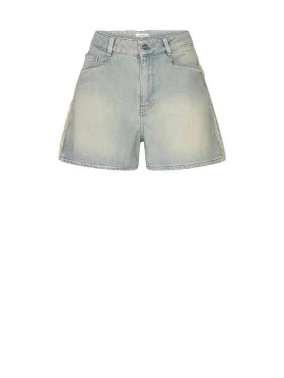 Image of Short Menton fringed denim