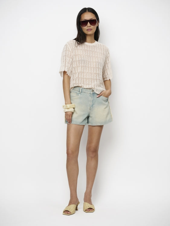 Short Menton fringed denim