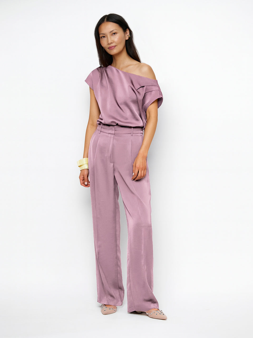 Pants Jules satin mauve