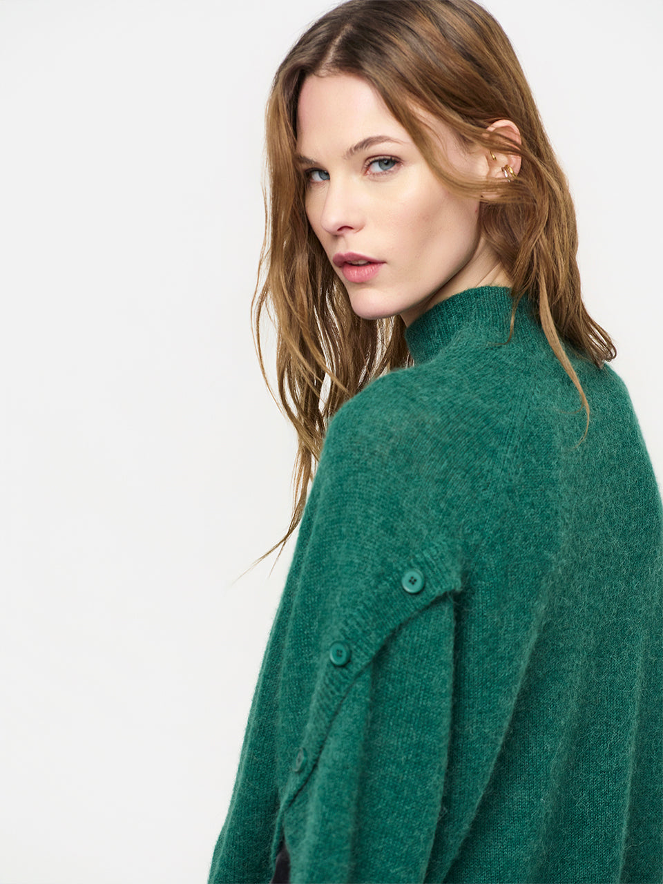 Image of Knit Mahani cape sweater evergreen