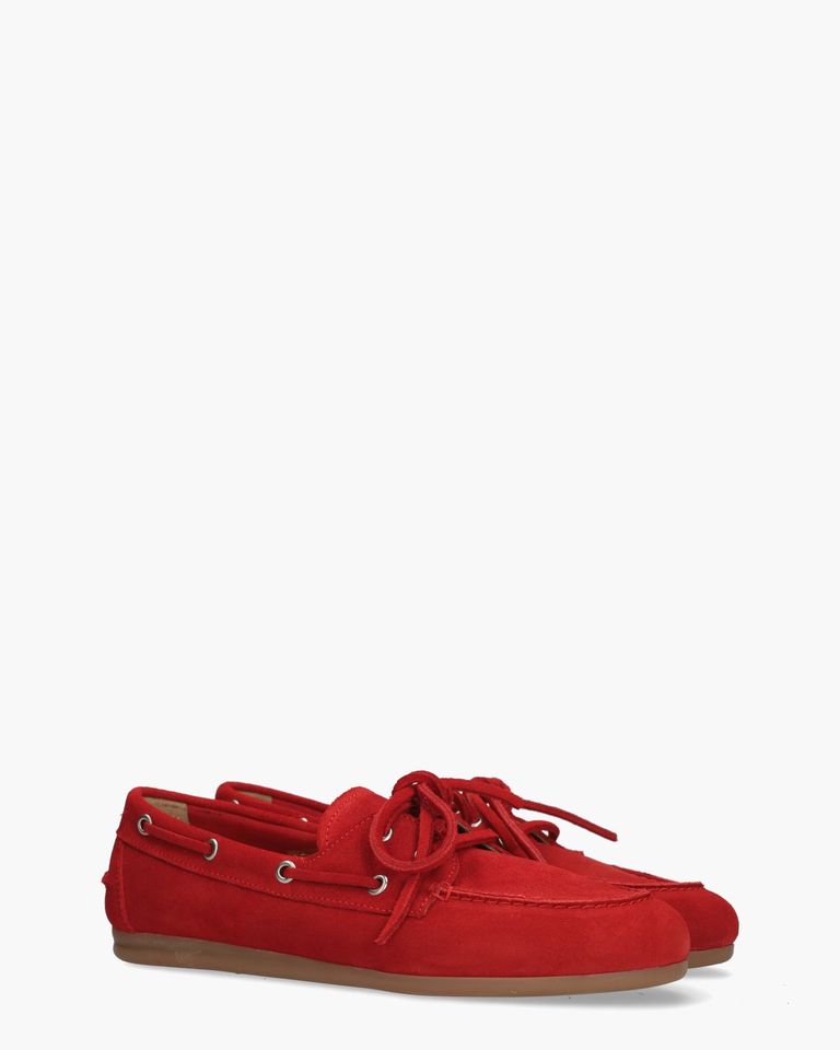 Boat loafer suede ferrrari red
