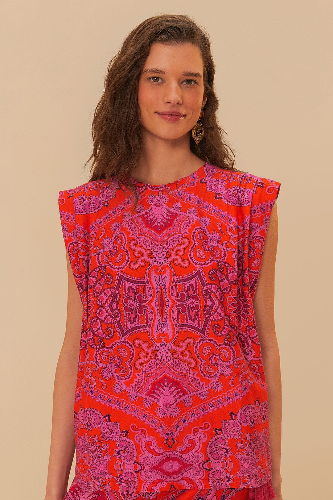Tee paisley red pink