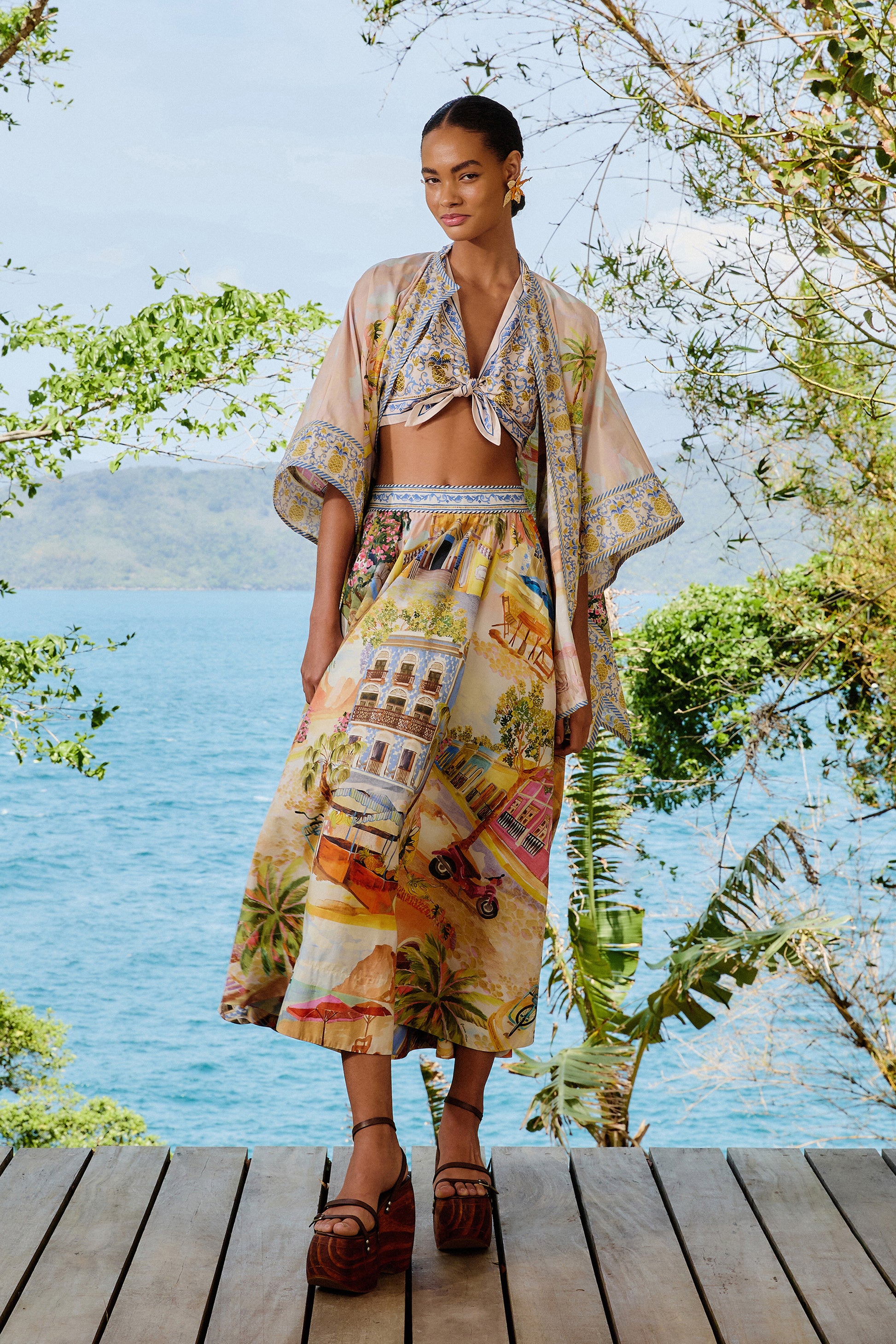 Kimono Aracati multicolor pastel
