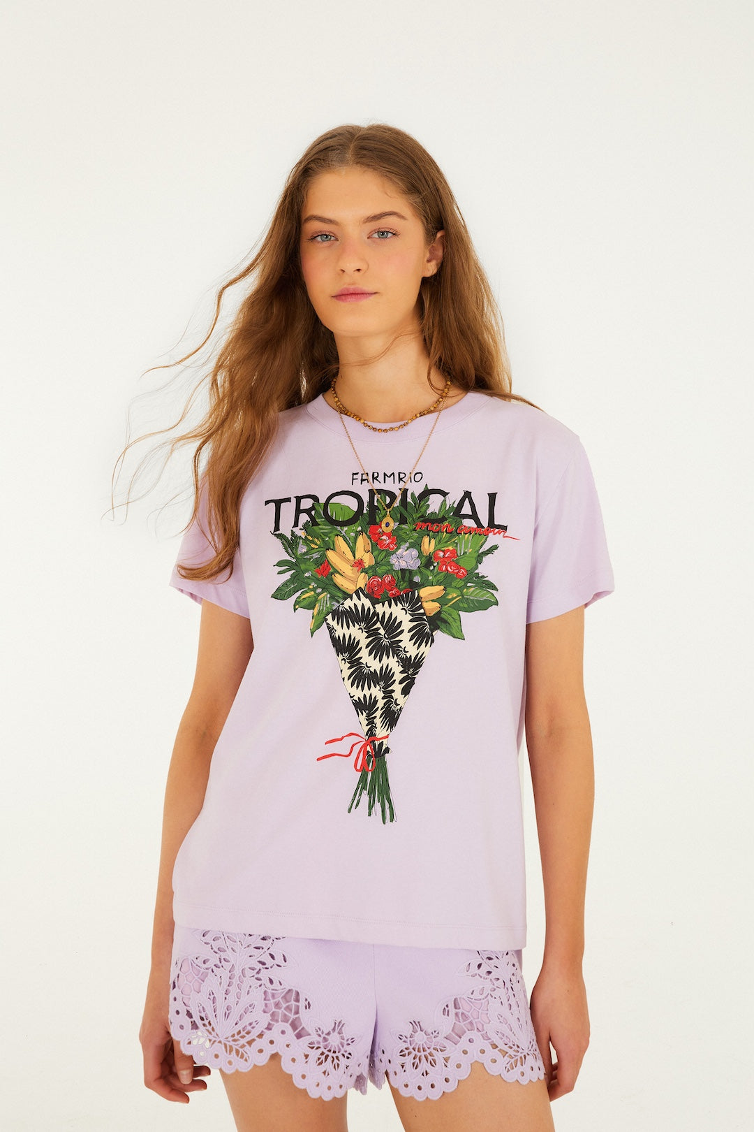 Tee Tropical bouquet lilac