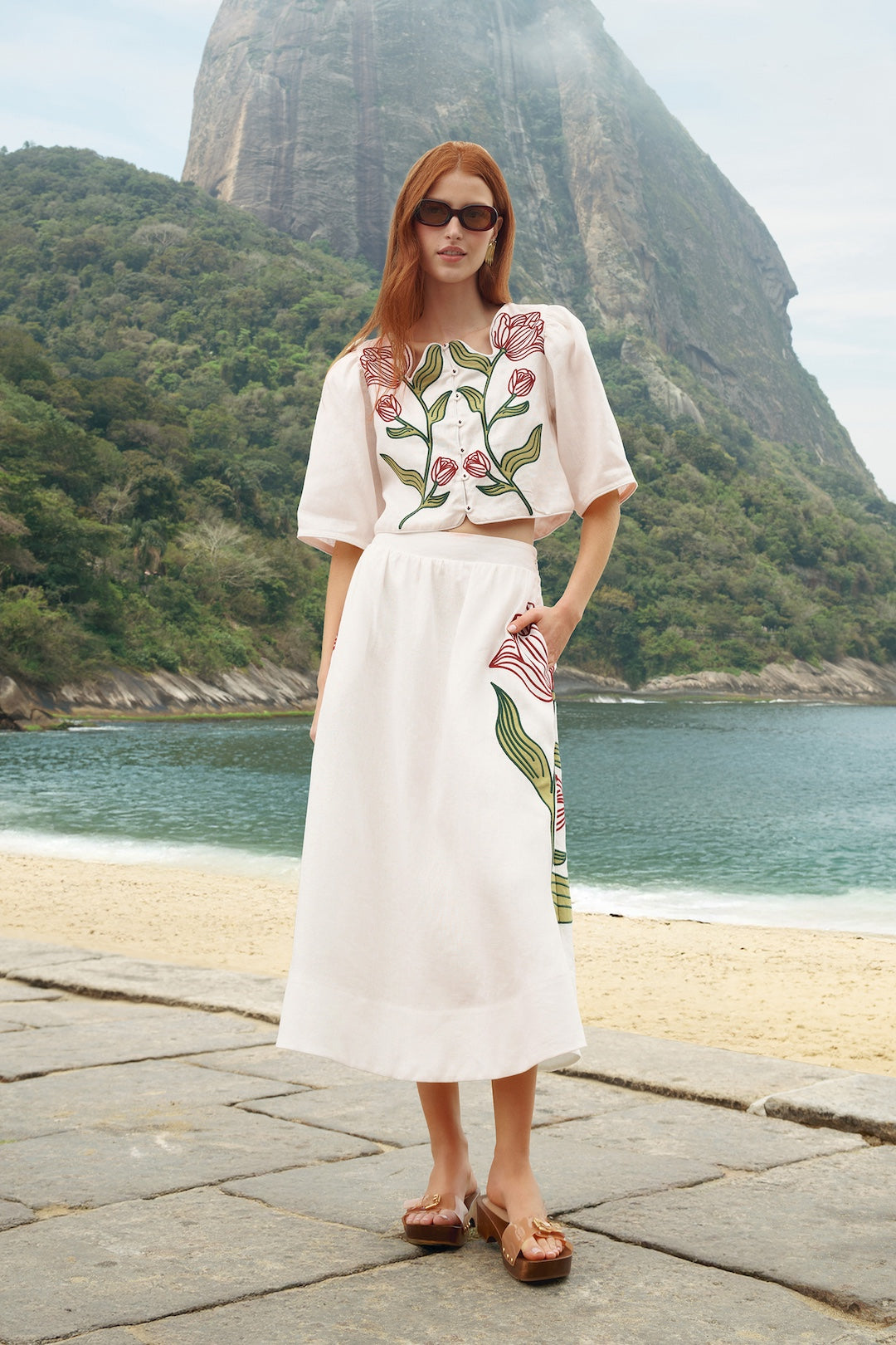 Skirt Flower cropped white