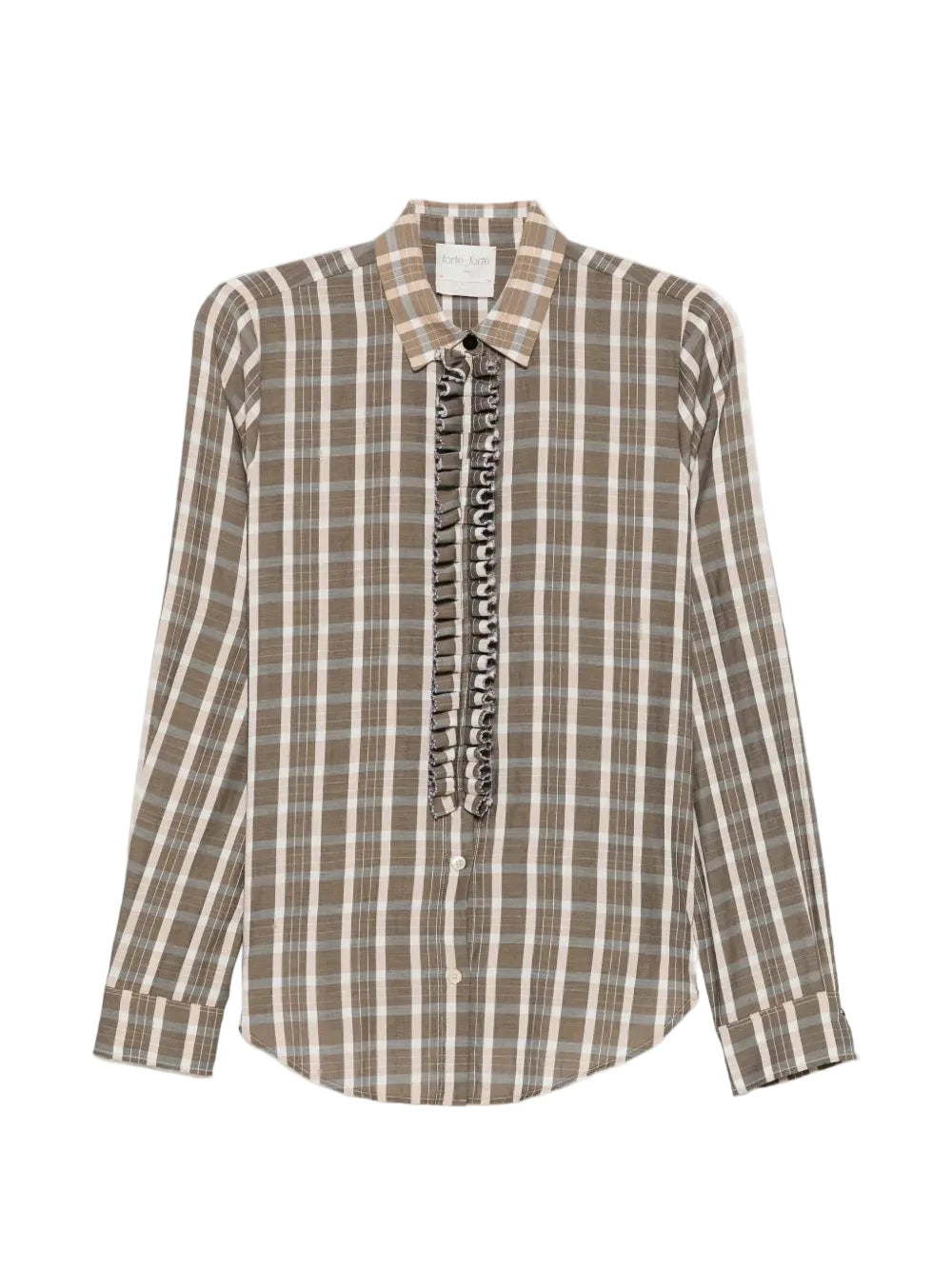 Blouse tartan light voile cream blue