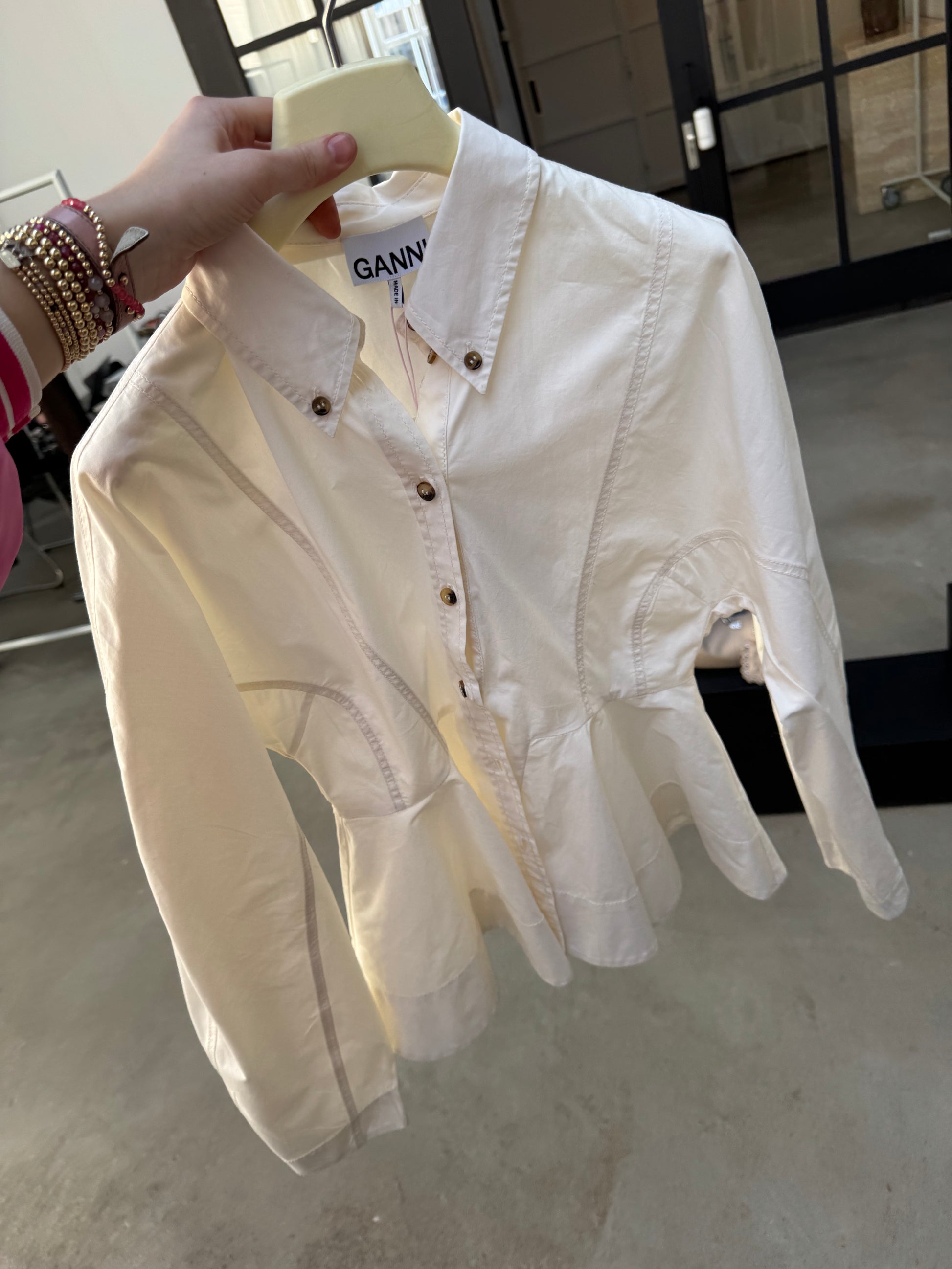 Blouse stretch cotton peplum