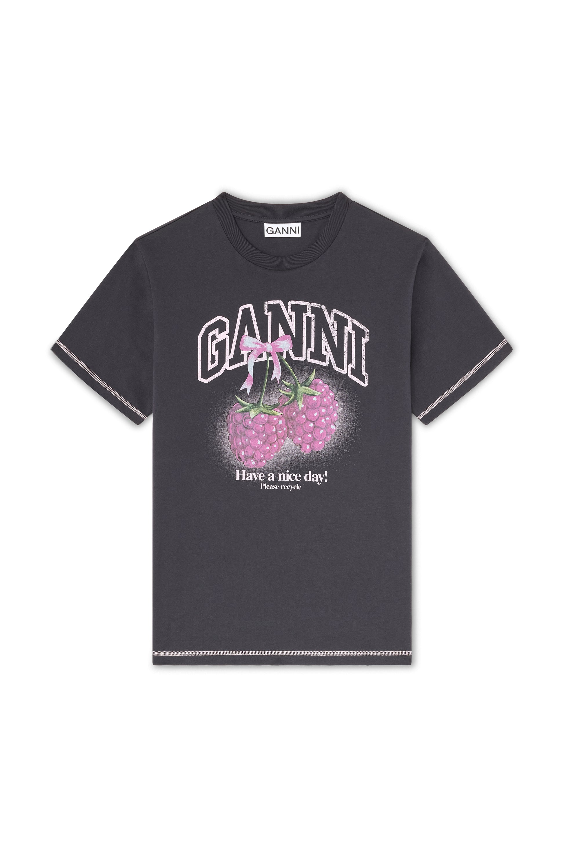 Tee Cherry pink cotton jersey black