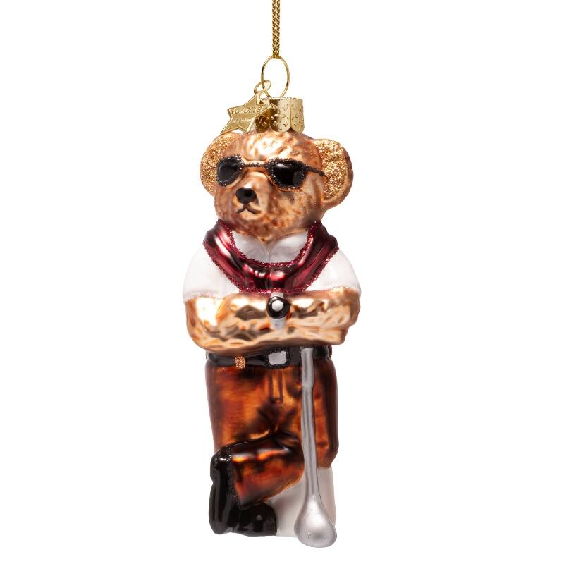 Kersthanger bear in golf clothes H11cm