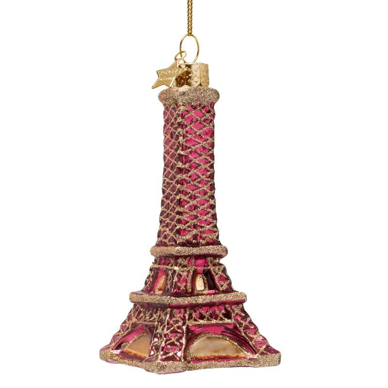 Kersthanger burgundy Eiffel tower H12cm