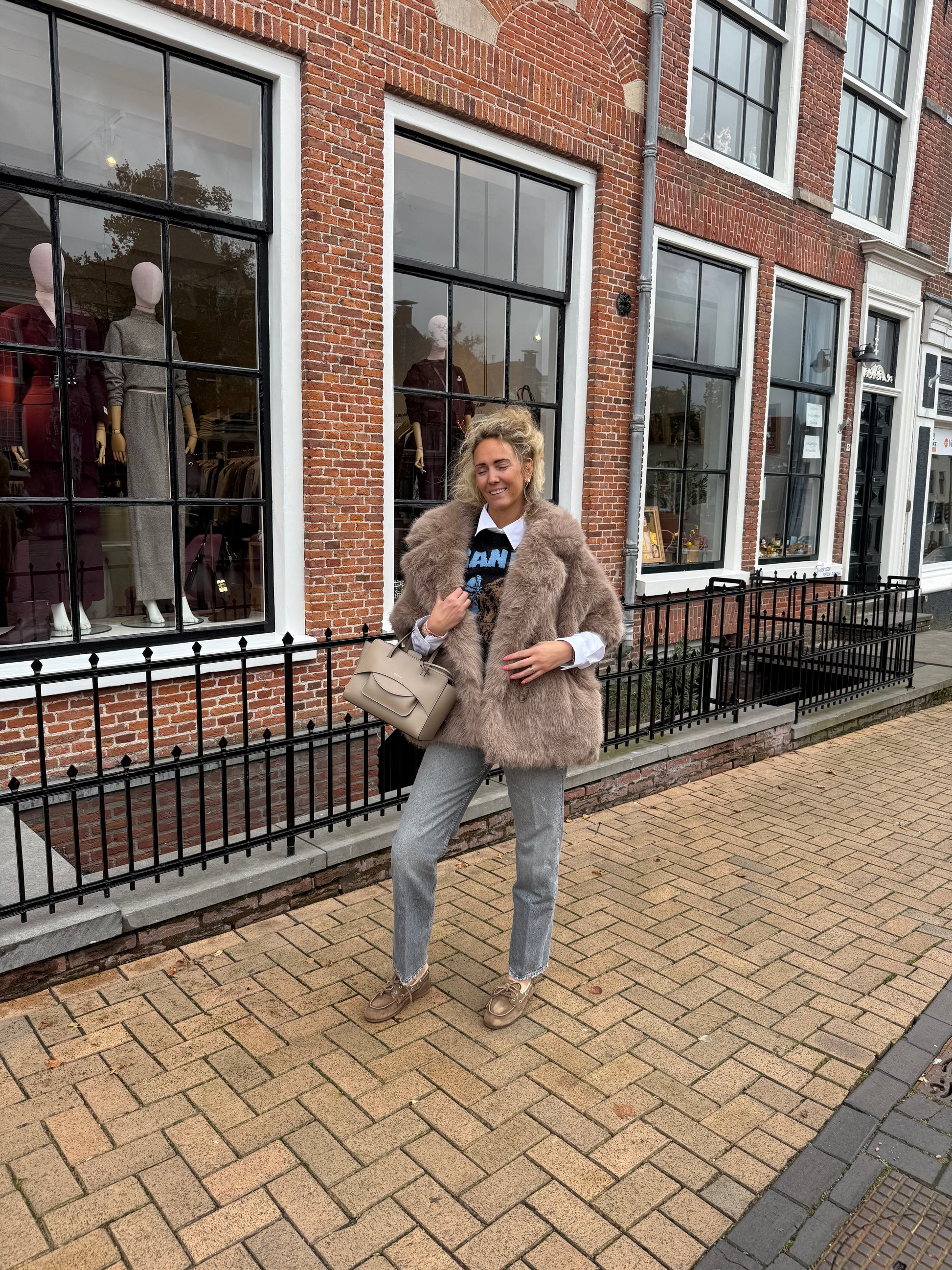 Jacket Elin faux fur taupe