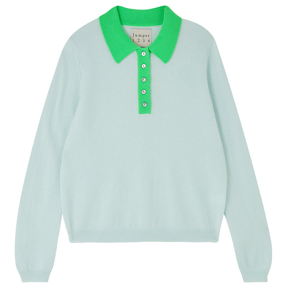 Knit cashmere polo neongreen