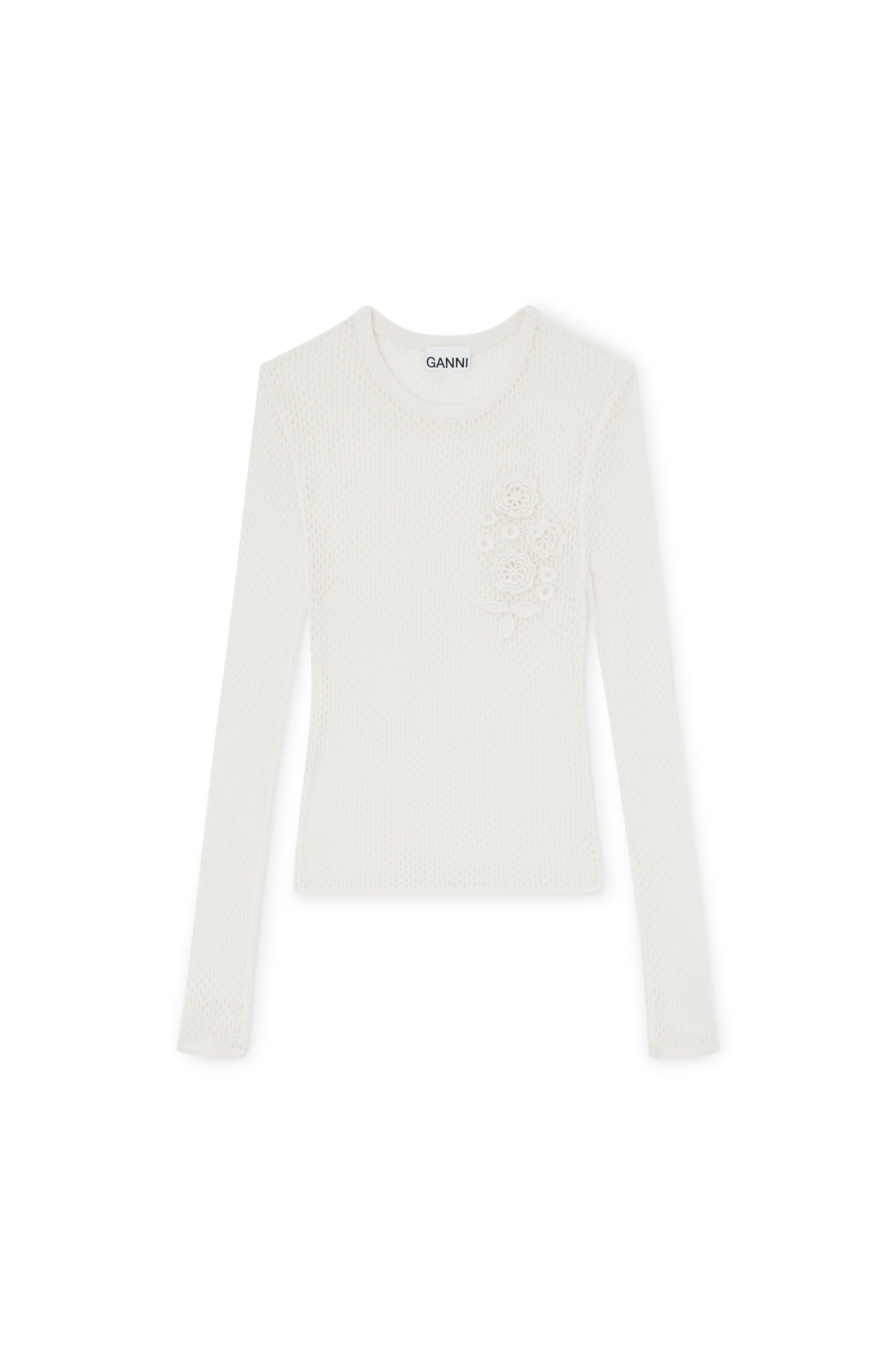 Top embroidered cotton mesh ecru