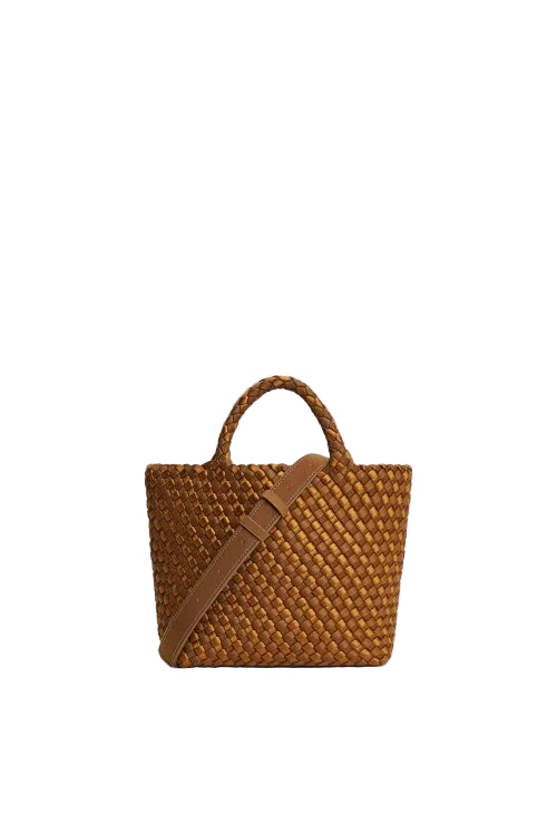 Bag Midi caramel & affogato satin stripe