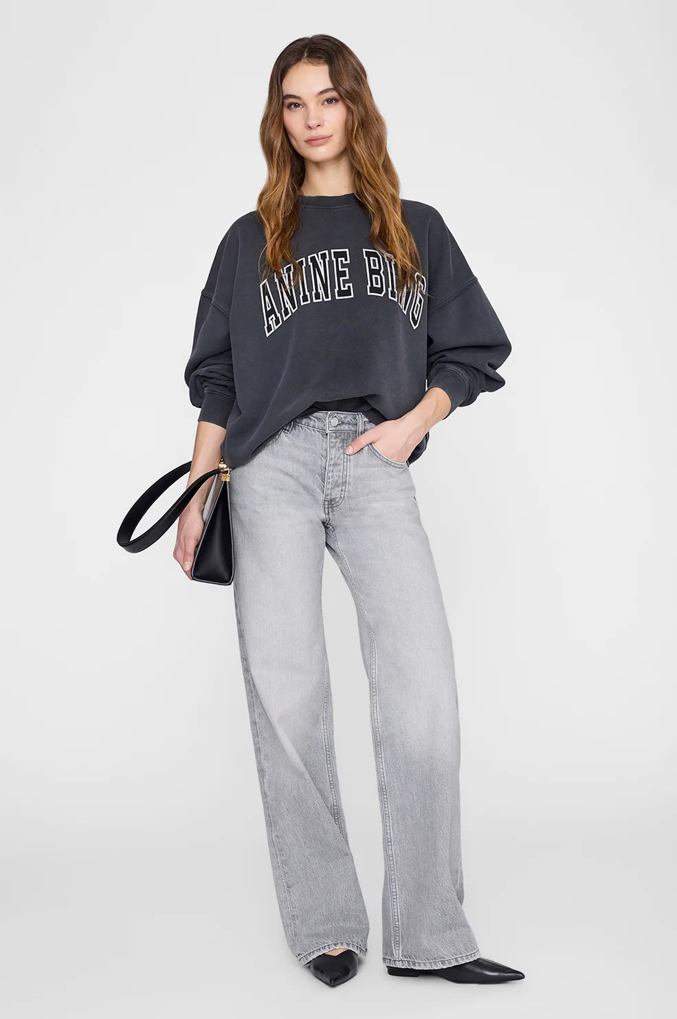 Image of Sweater Miles washed black logo