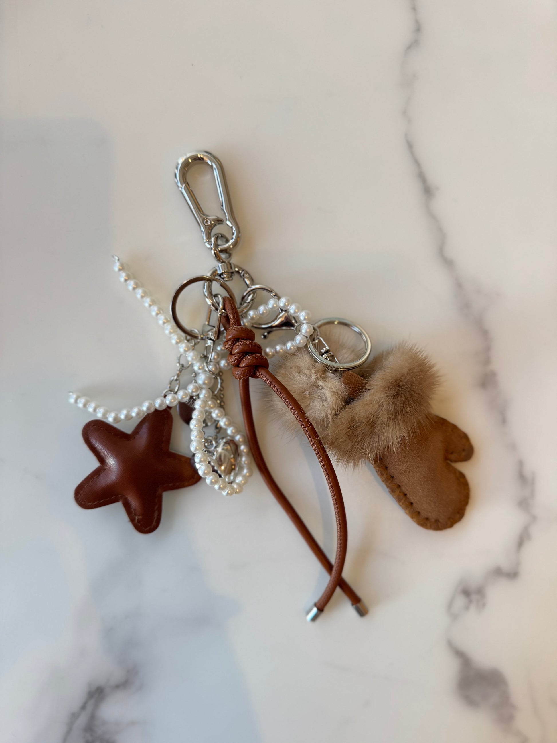 Bag charm glove brown