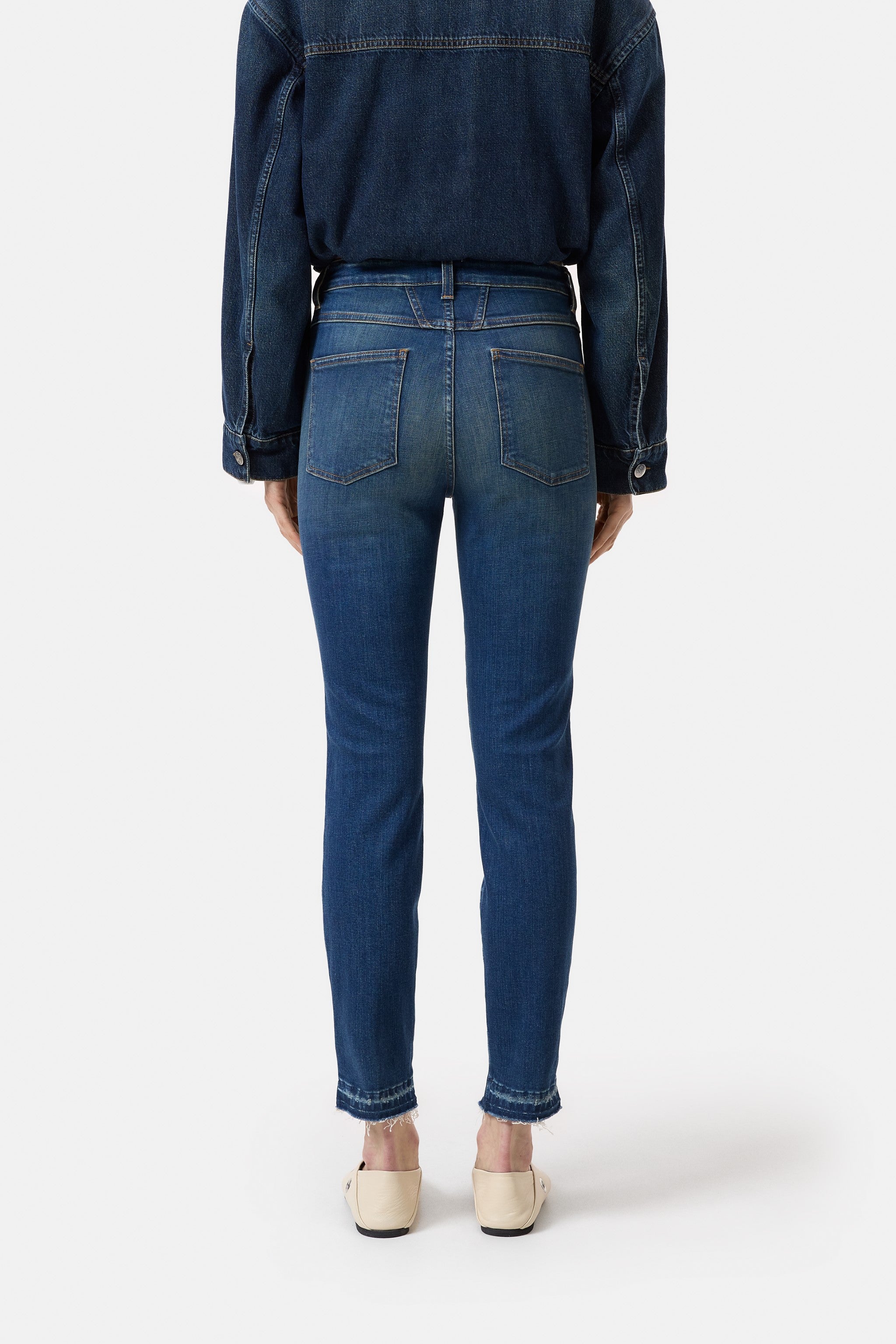 Skinny pusher dark blue vintage wash stretch