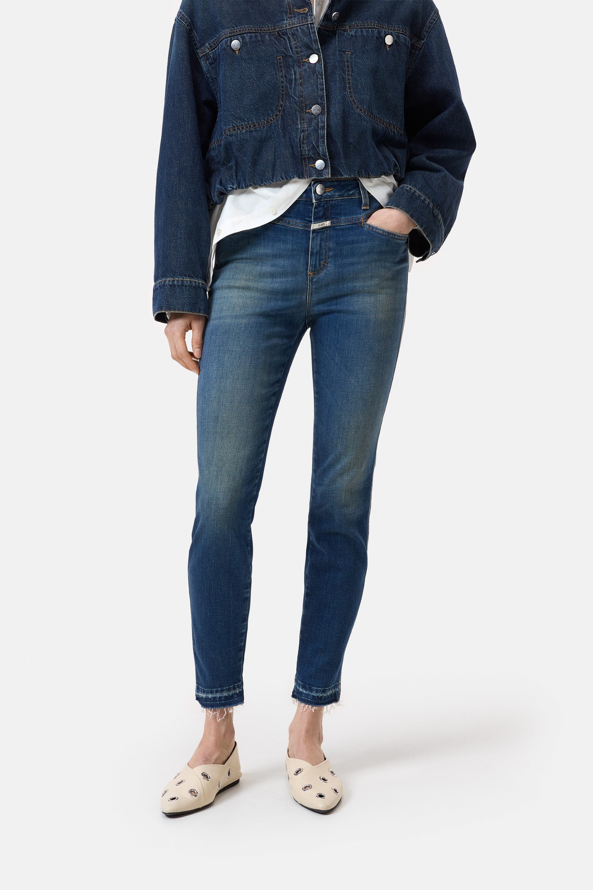 Image of Skinny pusher dark blue vintage wash stretch